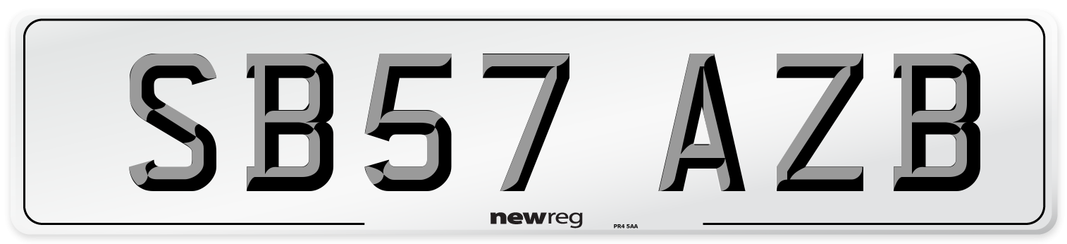 SB57 AZB Number Plate from New Reg